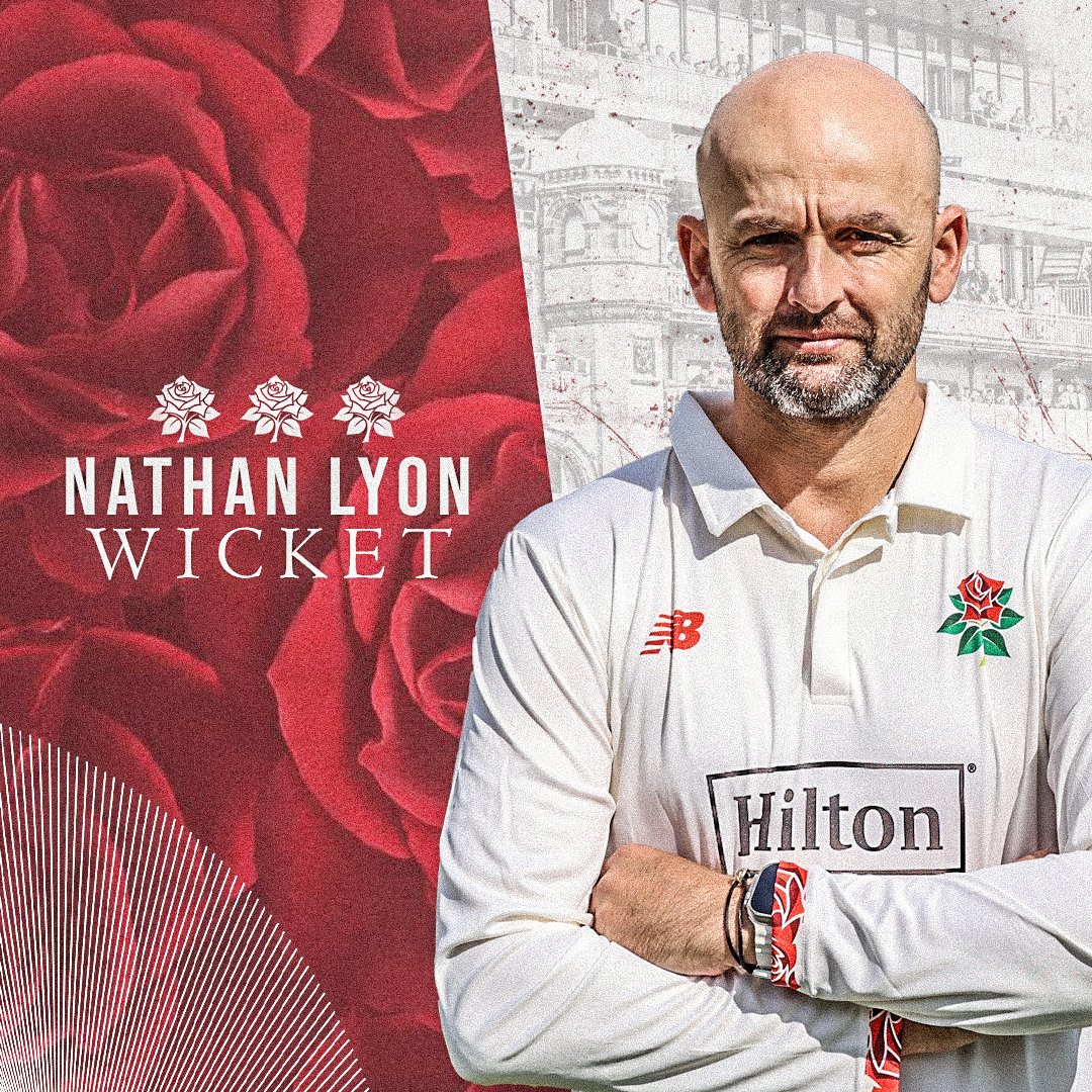 WICKET! ☝ Leaning edges @NathLyon421 to Wells at slip. 129-3 (43.1) 🌹 #RedRoseTogether