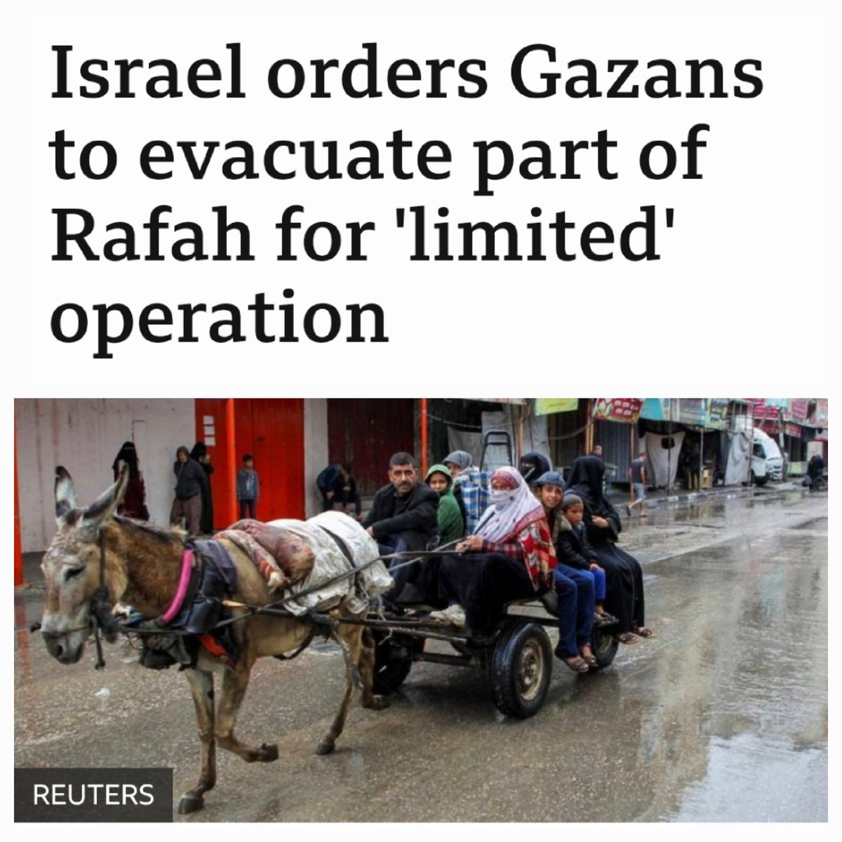 The imminent assault on Rafah putting many thousands of civilians in danger is truly frightening and horrifying. It is not an evacuation in any way. It is forced displacement and must be vociferously opposed. There is no military solution to this crisis. Ceasefire now.