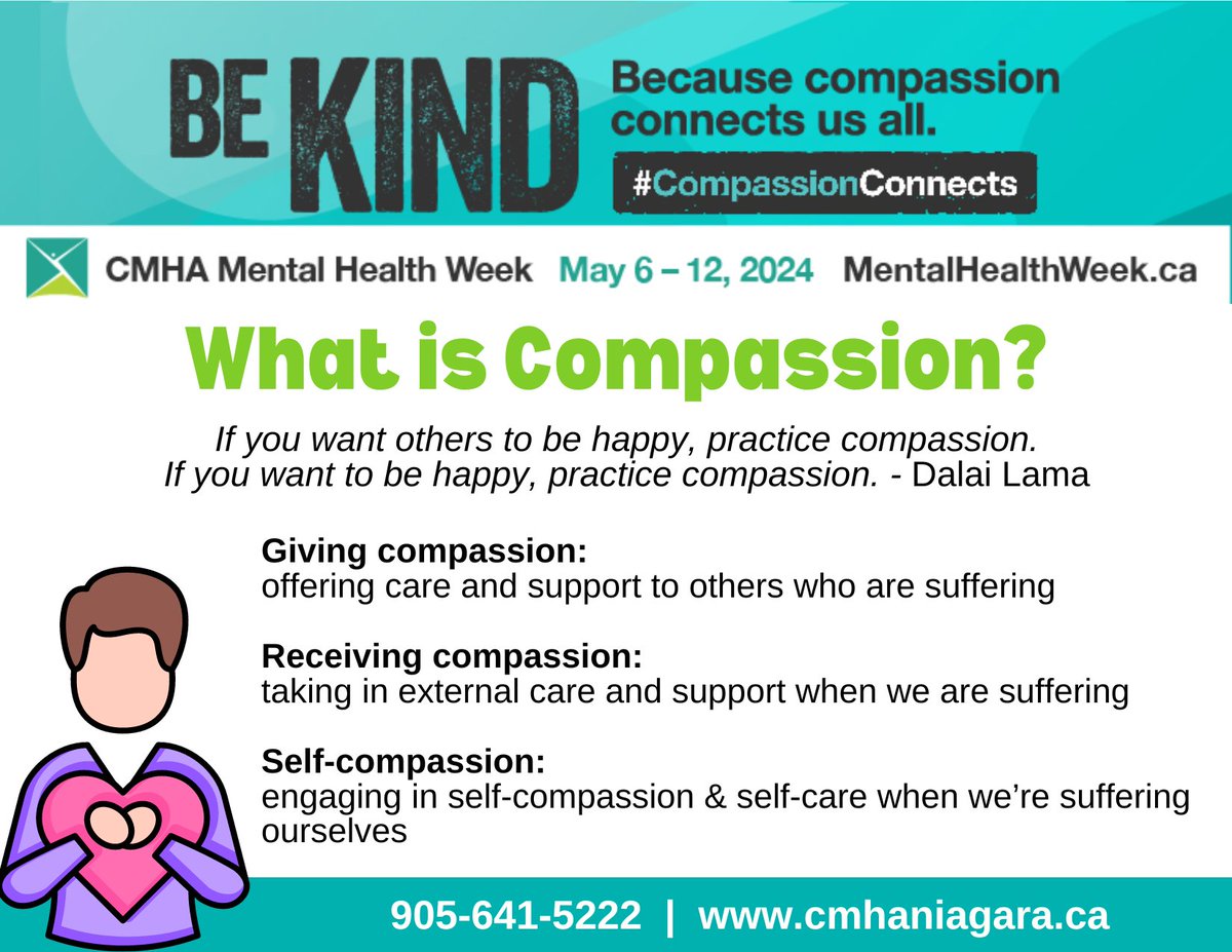This year’s #MentalHealthWeek is all about compassion! Join the Canadian Mental Health Association (CMHA) in a conversation about how #CompassionConnects from May 6-12. Download your toolkit today at mentalhealthweek.ca