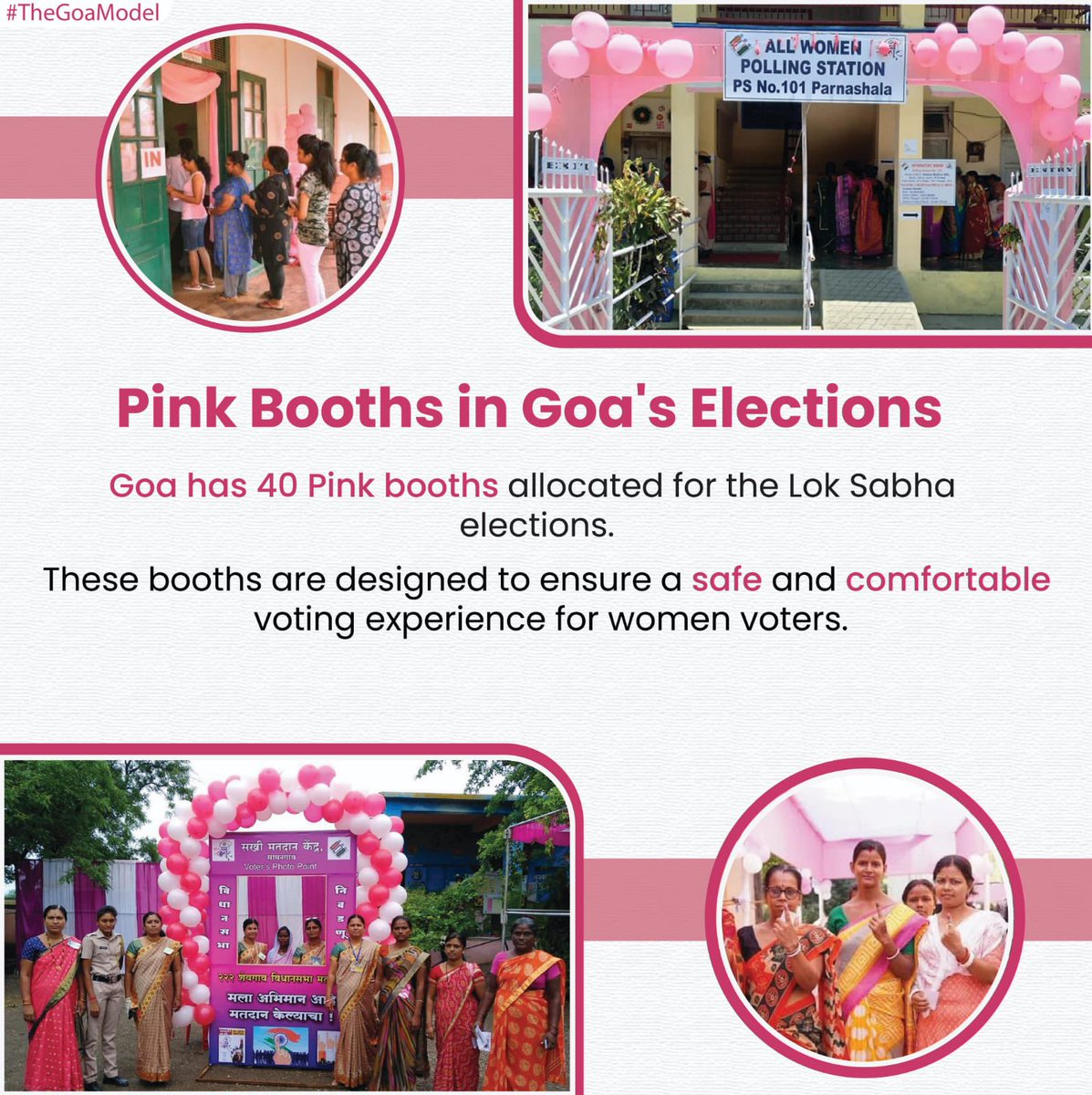 Goa gears up for Lok Sabha elections with 11,79,644 voters, including newly registered voters, PwD voters, and overseas voters. The state will have 80 Green booths and 40 Pink booths to facilitate smooth voting. Let's make our voices heard on election day! #GoaElections