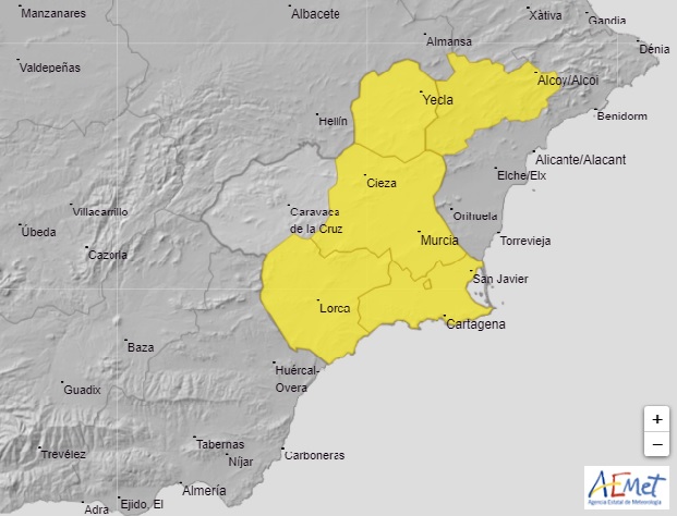 ⚠️ La Agencia Estatal de Meteorología emite aviso amarillo por riesgo de tormentas en #Lorca. ⛈ La alerta comienza a las 15 horas y finaliza a las 22 horas de hoy, 6 de mayo, con una probabilidad de 40%-70% ℹ Más información y recomendaciones: lorca.es/noticias/notic…