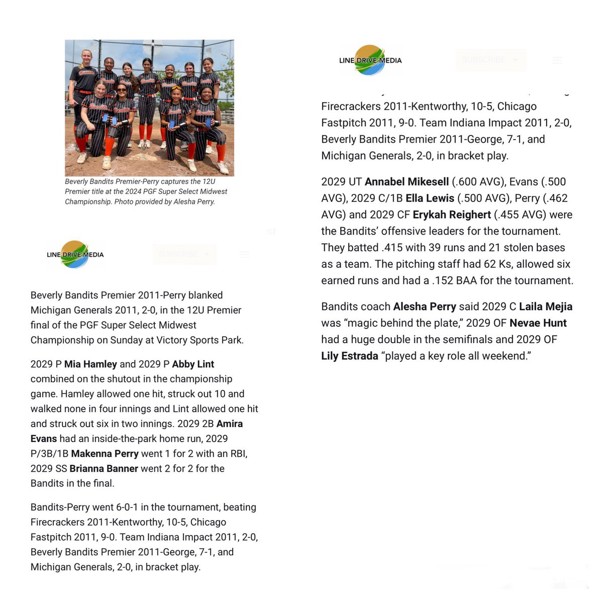Beverly Bandits 2011 Perry/Scibelli (@bevbandits2029) on Twitter photo Bandits gettinโ some press!
Thank you <a href="/LineDsoftball/">Line Drive Media</a>
Check these talented girls out ๐
<a href="/LegacyLegendsS1/">Legacy & Legends Softball</a> <a href="/PGFnetwork/">PGF</a> <a href="/BillConroy60534/">Bill Conroy</a> Bandits gettinโ some press!
Thank you <a href="/LineDsoftball/">Line Drive Media</a>
Check these talented girls out ๐
<a href="/LegacyLegendsS1/">Legacy & Legends Softball</a> <a href="/PGFnetwork/">PGF</a> <a href="/BillConroy60534/">Bill Conroy</a>