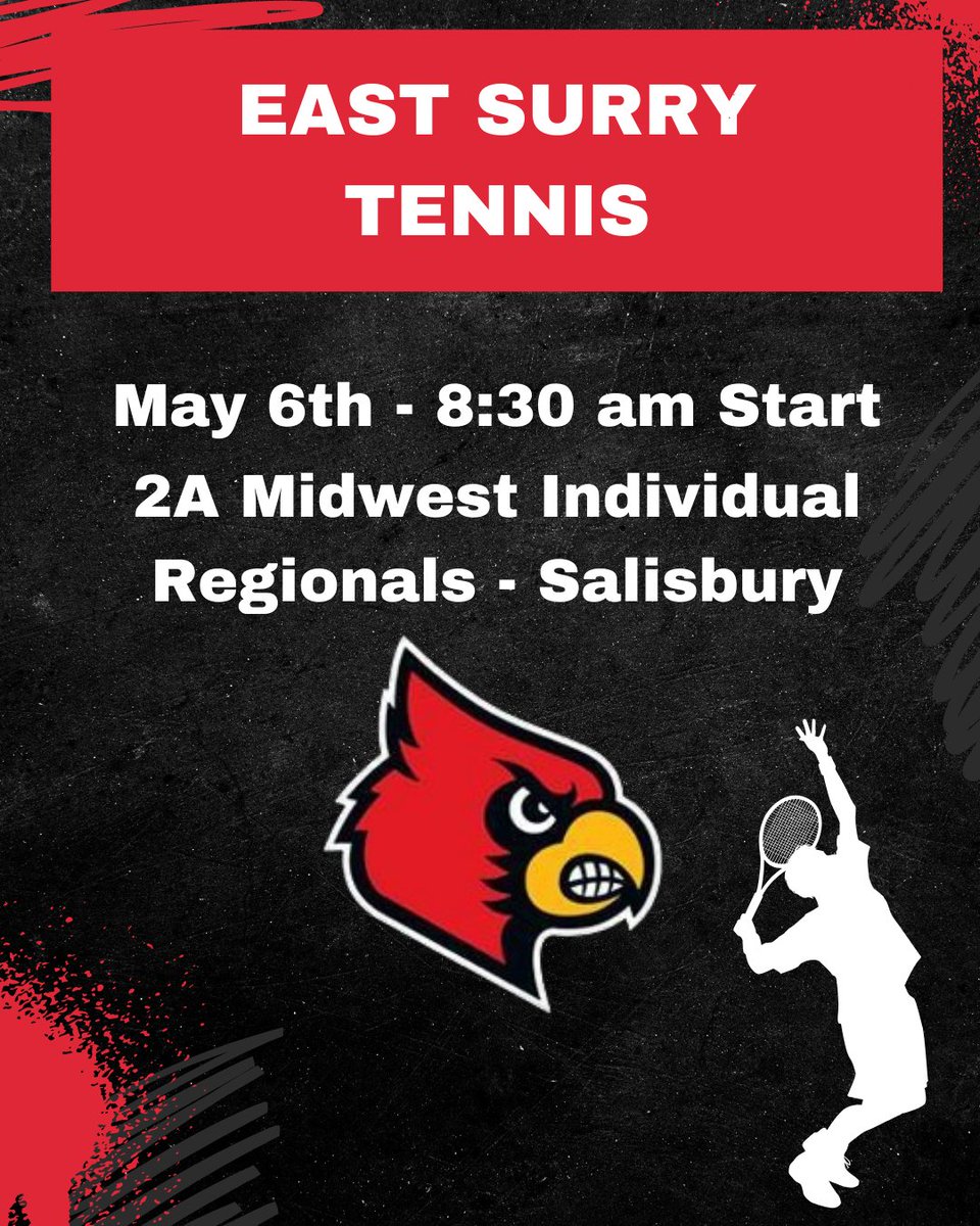 Good luck to Levi Watson and Kade Talton of @eshsmenstennis as they resume competition in Day 2 of the NCHSAA 2A Midwest Regional tournament in Salisbury. Go Cards!