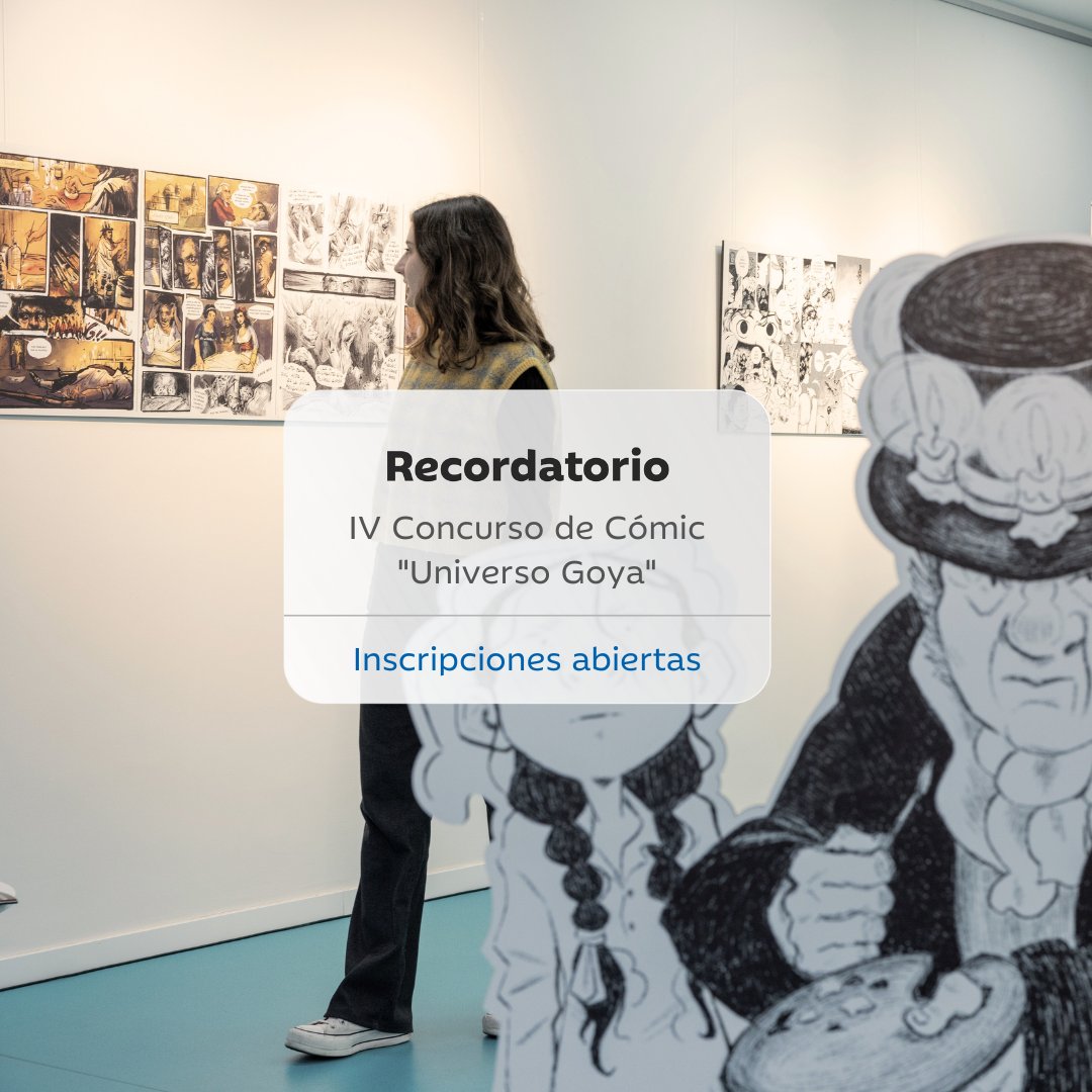 🎨 ¡Llamando a todos los jóvenes creadores de cómic! 🖌️ Participa en la IV edición del Concurso de Cómic 'Universo Goya' de Fundación Ibercaja y sumérgete en el fascinante mundo del genio aragonés. ¡Inscríbete ahora y deja volar tu imaginación! bit.ly/3wqSxmT