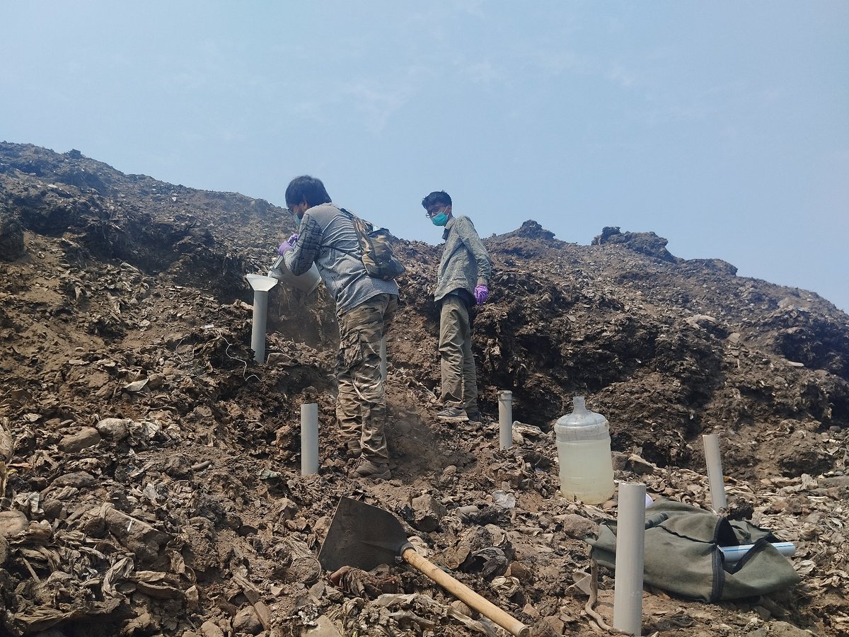 The red/orange dots in the photo frame represent burning due to release of methane in landfill sites. This is a global problem and we are using microbiome engineering approach to tackle methane emission in landfill sites @ITMERG1