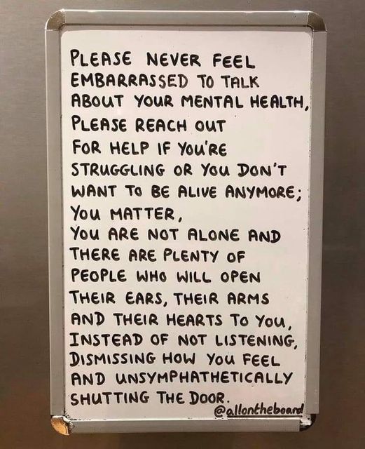 Never feel embarrassed to talk about your mental health.
You matter. #MentalHealth @allontheboard