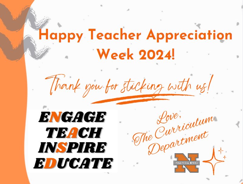 To all of our teachers @NASDschools, our entire team in the Curriculum Office @trachtimes @m_schoeneberger @Nicolette_Teles could not be more grateful for the impact you have on our students! 👏👏 You rock! 🟠⚫️🔥 #kkidpride #kkidsthrive #TeacherAppreciationWeek