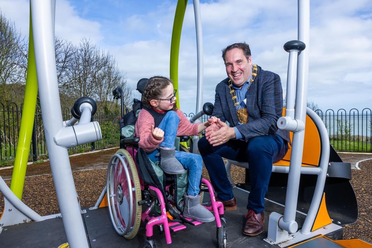 A Cherished Photo. Delighted to recently launch the We-Go Swing @ArdgillanCastle with the help of children from St. Michael’s House. The 'We-Go-Swing' is fully inclusive & can be used by a wheelchair user & a non-wheelchair user allowing siblings and friends to play together👏