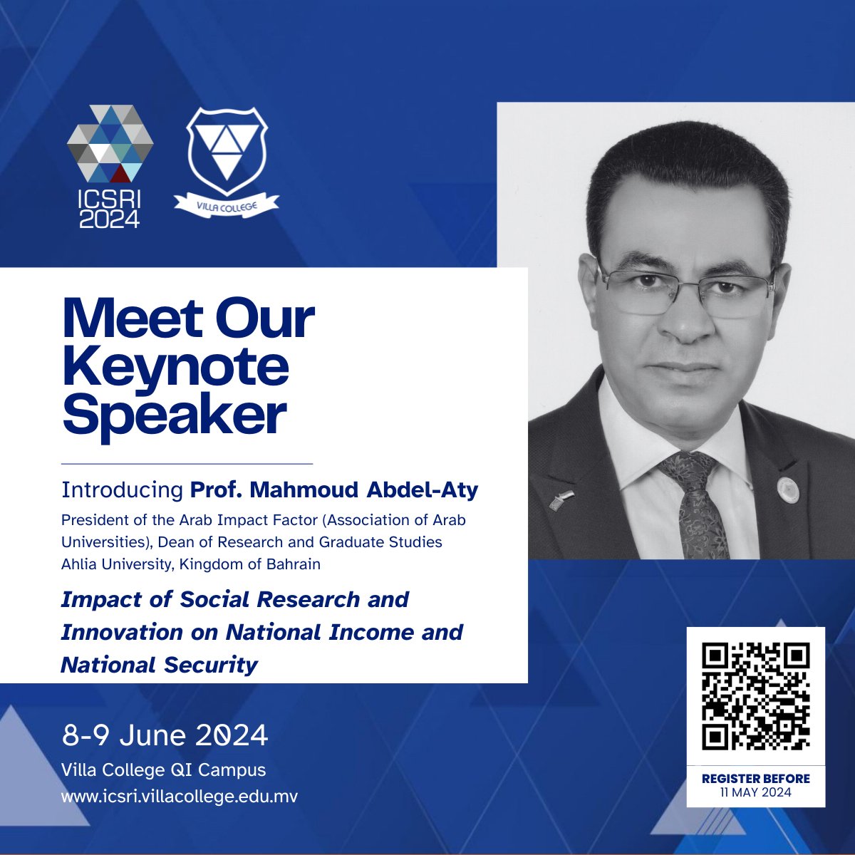 Introducing #ICSRI2024 Keynote Speaker, Prof. Mahmoud Abdel-Aty Prof. Mahmoud Abdel-Aty completed his doctorate in quantum optics at Max-Planck-Institute for Quantum Optics, Munch, Germany, in 1999 and received the D. Sc. (Doctor of Science) in 2007. His significant…