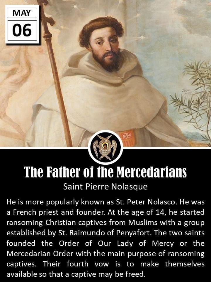 The Roman Martyrology commemorates St. Peter Nolasco (1182-1258). One night while Peter Nolasco was praying, the Blessed Virgin appeared (1228) and told him how greatly pleased she and her divine Son would be if a religious order were established in her honor for the express…