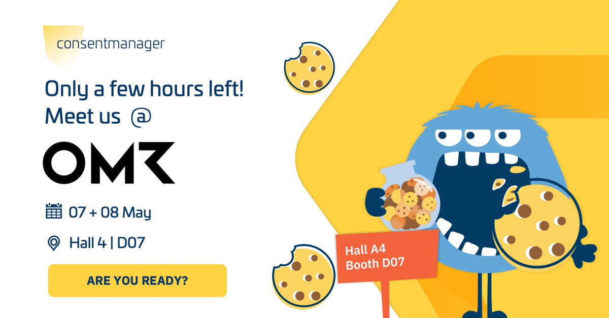 It's just a few hours until OMR 2024 opens its doors. Don't miss the opportunity to drop by and chat about #GDPR, #Cookies and #Compliance.

Book your appointment now! 📅 consentmanager.de/bookacall/omr-…

📍 Hall 4 | Stand D07

#GDPR #Cookies #Compliance #OMR2024 #consentmanager