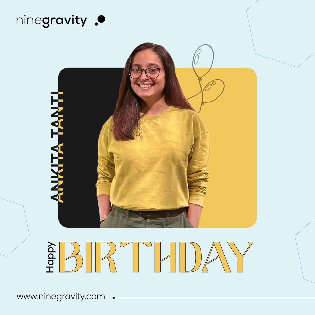 Happy Birthday, Ankita! 🎂 May your day be filled with laughter, love, and the sweetest surprises. Here's to a year ahead filled with success and fulfillment! 🎈🎁

#NineGravity #HappyBirthday #BirthdayCelebrations #TeamCelebration