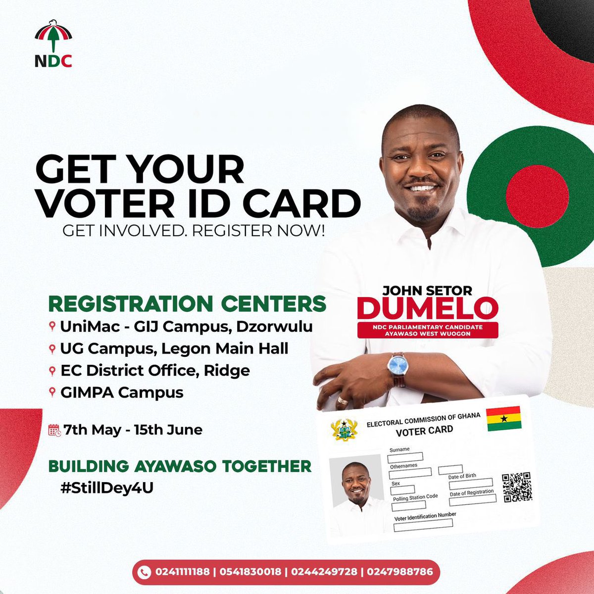 It’s time to get your voters ID card in Ayawaso West and vote on the 7th of December. Let’s make Ayawaso West great!!! #idey4u