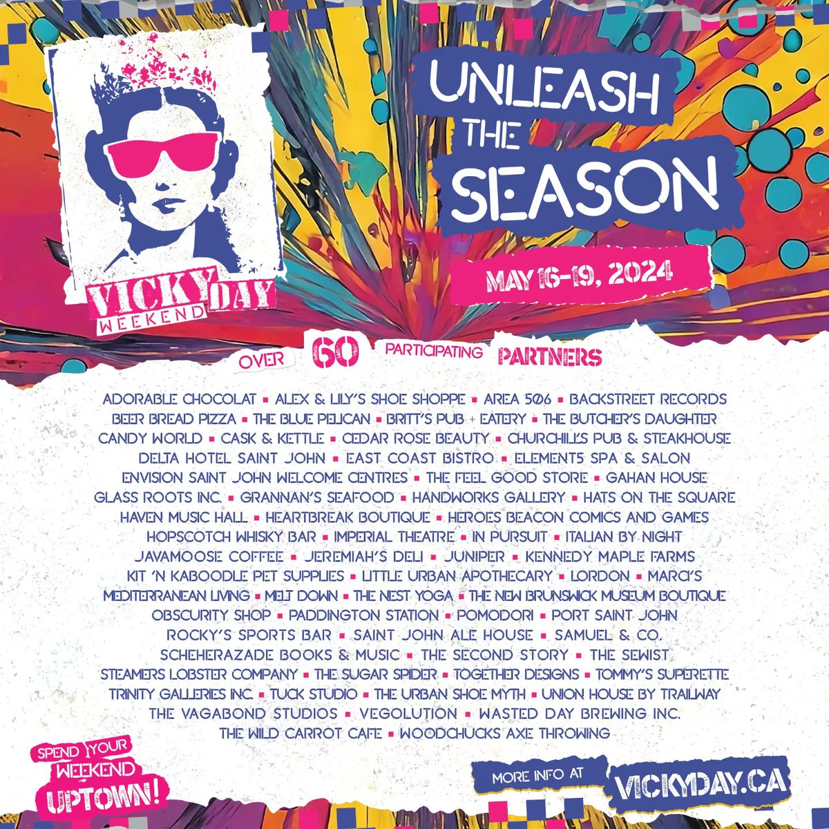 Plan to spend your Vicky Day long weekend uptown! 👑🎉 More than 60 businesses have partnered to offer unique experiences, specials, in-store pop-ups, custom menus, live entertainment and over 100 prizes! Tell your friends & visit vickyday.ca for all the details.