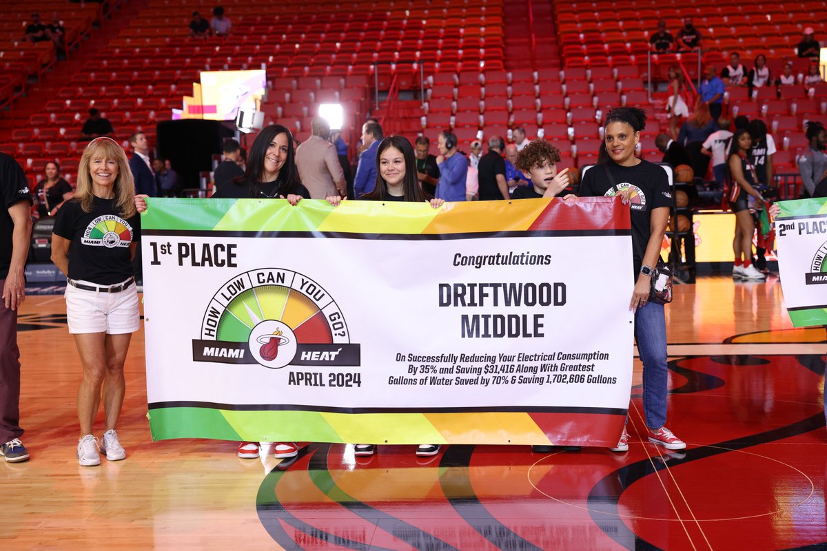 Congratulations to Driftwood Middle, Park Springs Elementary, and Coconut Creek Elementary for winning the 'Seeing Green Challenge' with @MiamiHEAT! Their efforts in reducing energy & water consumption are truly inspiring! 

Read more at bit.ly/3UNfLwP. #BCPSProud