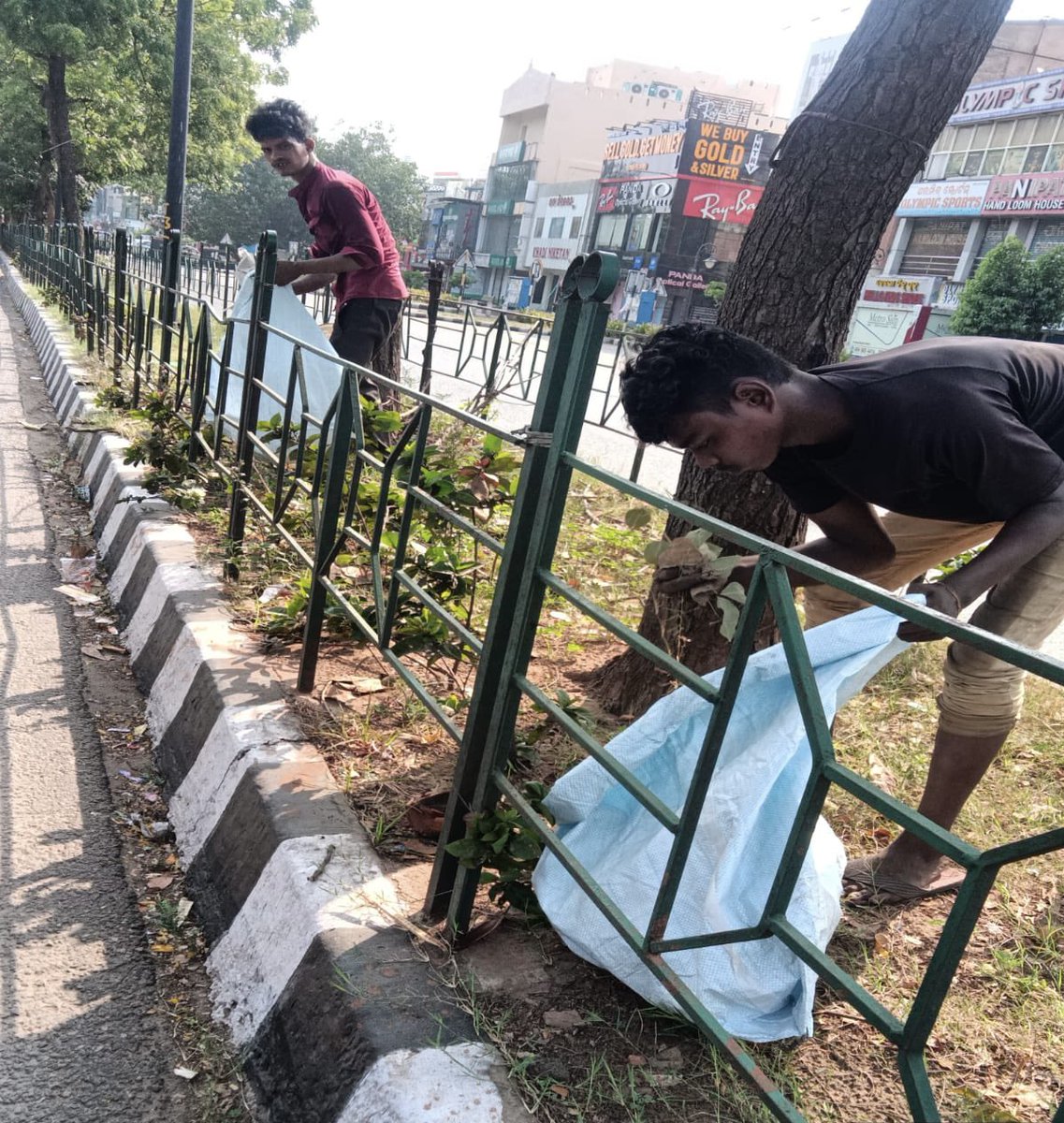 City medians and landscaping are routinely maintained by having trees trimmed, garbage picked up, bushes clipped, and plants replaced. #BhubaneswarFirst