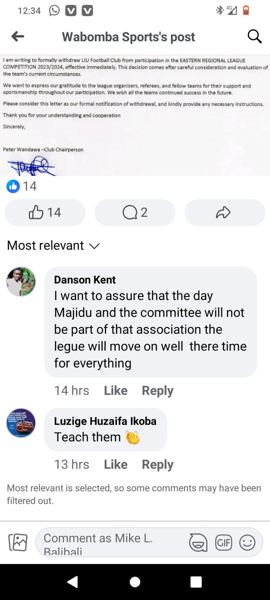 I'm in touch with Mr. OMODING an  excom of LIVINGSTON UNIVERSITY FC executive committee members. It's the system that's is FAULTY.
Read the comment in the screenshot attached. @Ivankakemb @DenisBbosa1 @FifiPhionaPinky @SrgPius @LibertyMbabazi @DailyMonitor @CAF_Online @FIFAcom