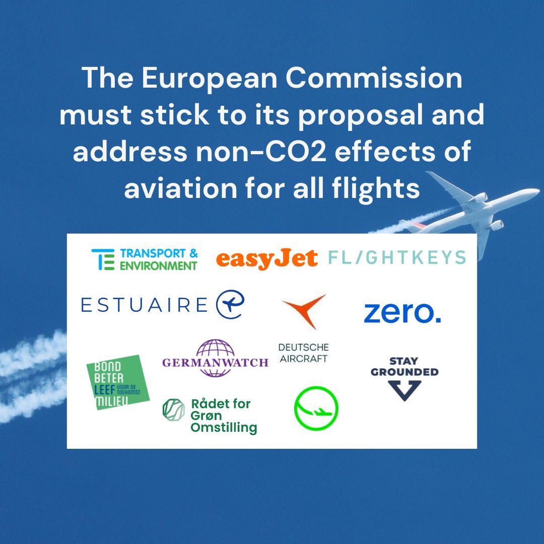 Non-CO2 effects warm the planet just as much as CO2. We can no longer ignore it. Today aviation stakeholders including @easyJet and NGOs urge the Commission to ensure non-CO2 effects from all flights from the EU are monitored in the ETS. Read the letter➡️transportenvironment.org/discover/non-c…