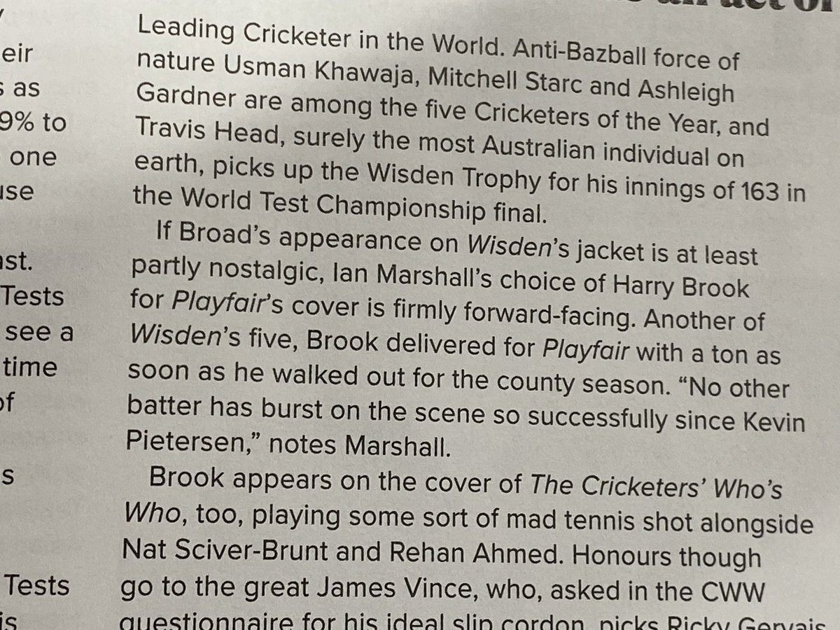 Nice mention of Playfair by @theoldbatsman in @WisdenCricket this month.