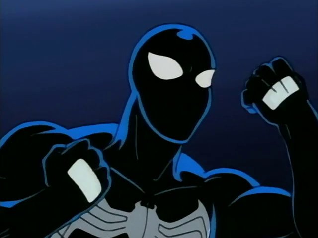 worldsfinest's tweet photo. The Spider-Man: The Animated Series episode "The Alien Costume, Part Two" debuted on this day (May 6) in 1995. Spider-Man starts to lose himself to the symbiote, becoming more violent, in this iconic adaptation of Spidey's Black Costume comic story-line! #SpiderMan #SpiderManTAS https://t.co/0If9IEKfxM