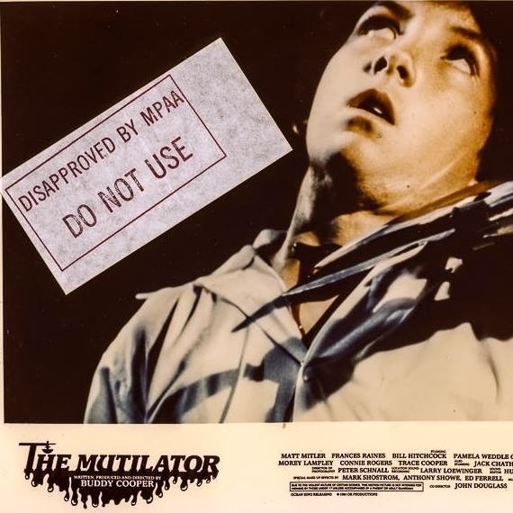 MarkShostrom's tweet photo. What I was doing exactly 41 years ago (yikes), May '83. Cinematically murdering Buddy Cooper and son. I was pleased to assist Fall Break/The Mutilator in getting an X rating. Much Karo syrup blood was spilled and happiness was had by all.
#80shorror #horrorfam #themutilator https://t.co/Q378ICcM0u