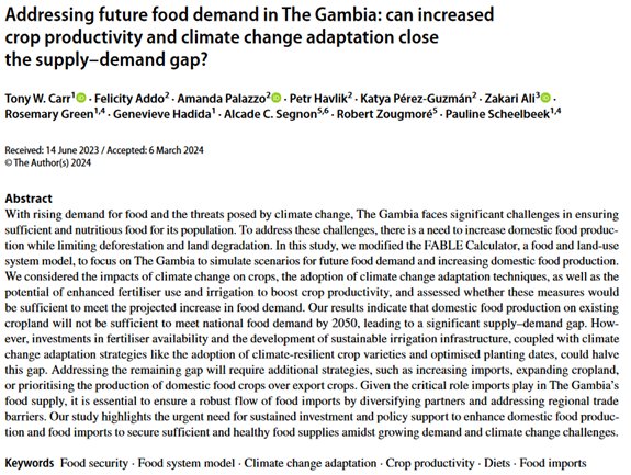 wtocarr's tweet image. 📢New paper alert. Our study from The Gambia highlights the challenges many countries face in meeting rising food demand as the climate changes. 🌱📈

Read the full paper here: doi.org/10.1007/s12571…

@LSHTM_Planet  @mrcunitgambia @IIASAVienna @BiovIntCIAT_eng