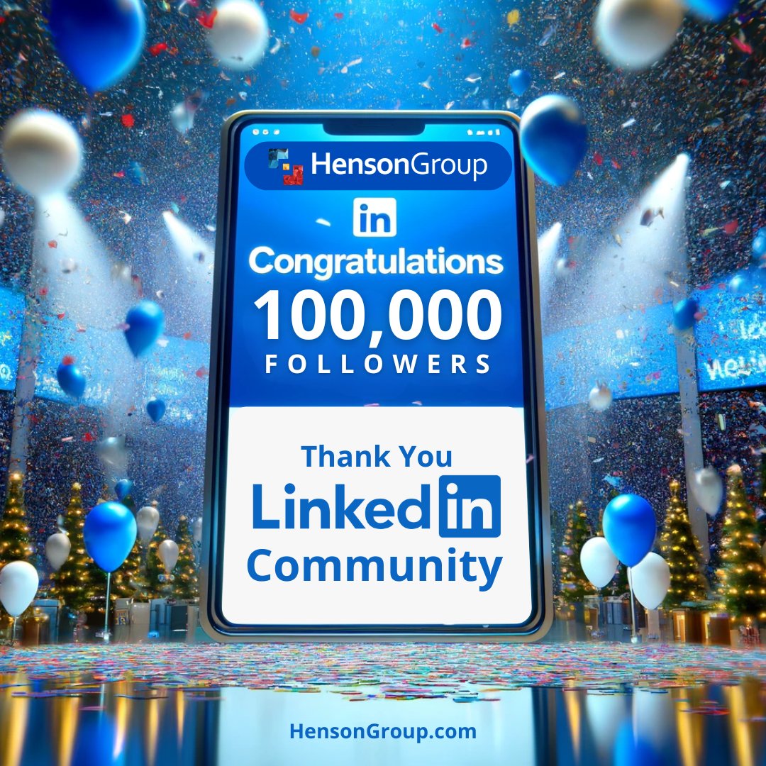 We're excited to share that the Henson Group has reached an incredible milestone of 100,000 followers on LinkedIn! 

👉 Are you following us already? If not, join our growing community hubs.la/Q02w7zv70

#HensonGroup #LinkedInMilestone #JoinUs #CommunityGrowth