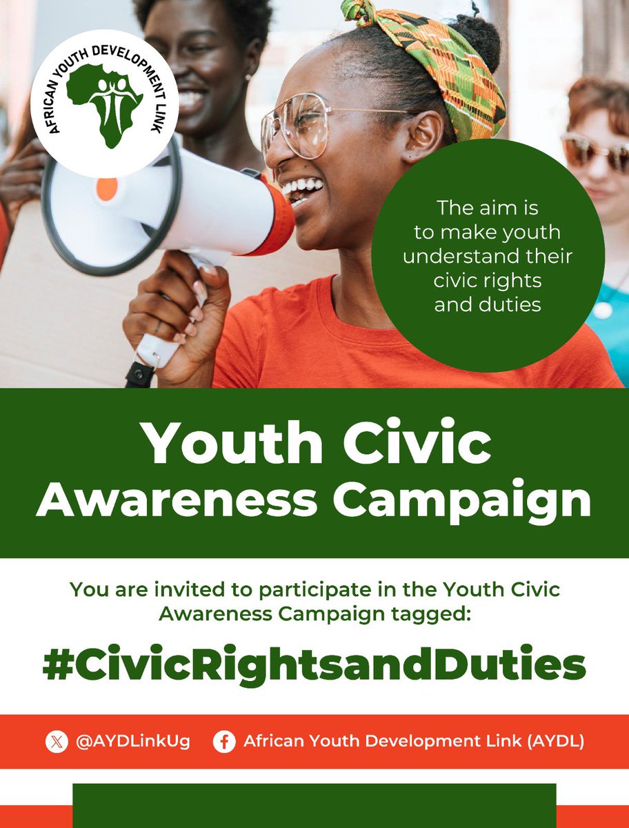 The future belongs to us! 💪 #CivicRightsandDuties is here to equip young people with the knowledge and tools they need to be active and engaged citizens. 📢 Let's work together to build a more just, equitable, and sustainable future! @AYDLinkUg @NIRA_Ug @UHRC_UGANDA