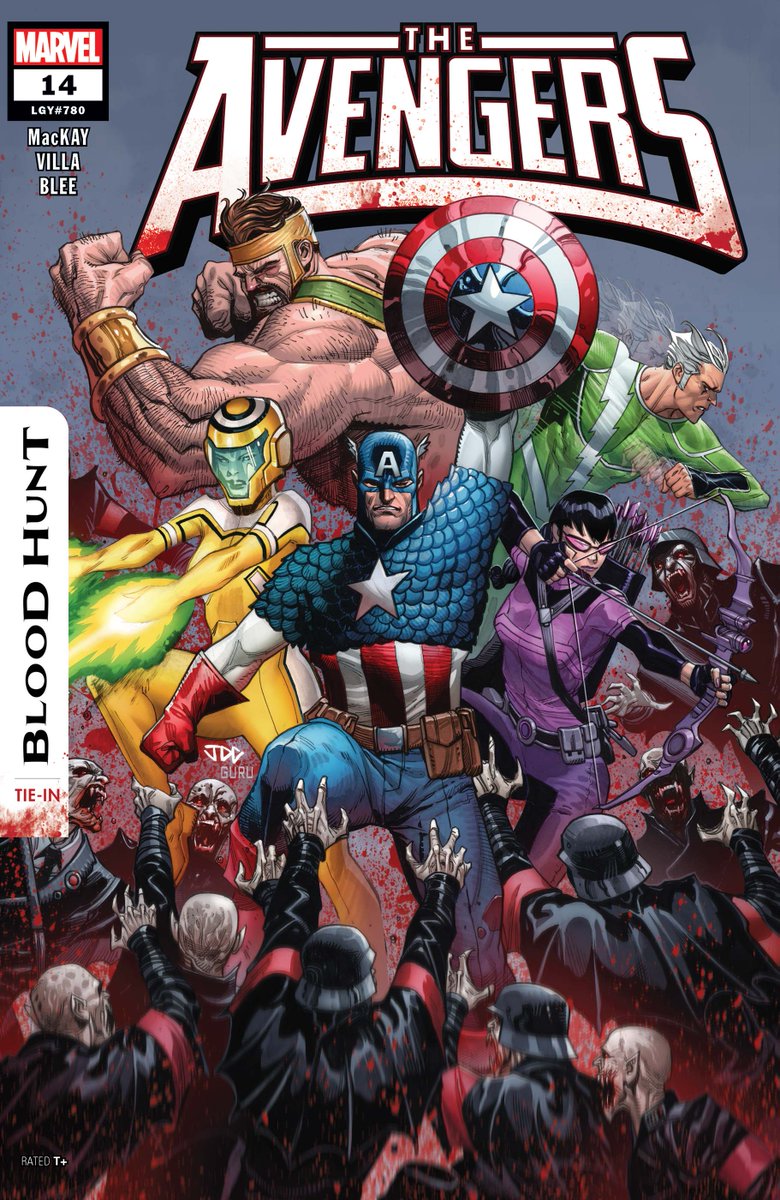 WEDNESDAY! AVENGERS #14! With the Blood Hunt raging across the globe, one thing is clear: we need more Avengers. Captain America! Hazmat! Hawkeye! Quicksilver! Herc! All brought together against a dark figure from Cap's past! A: @Cfvillaart C: @Toonfed L: @corypetit