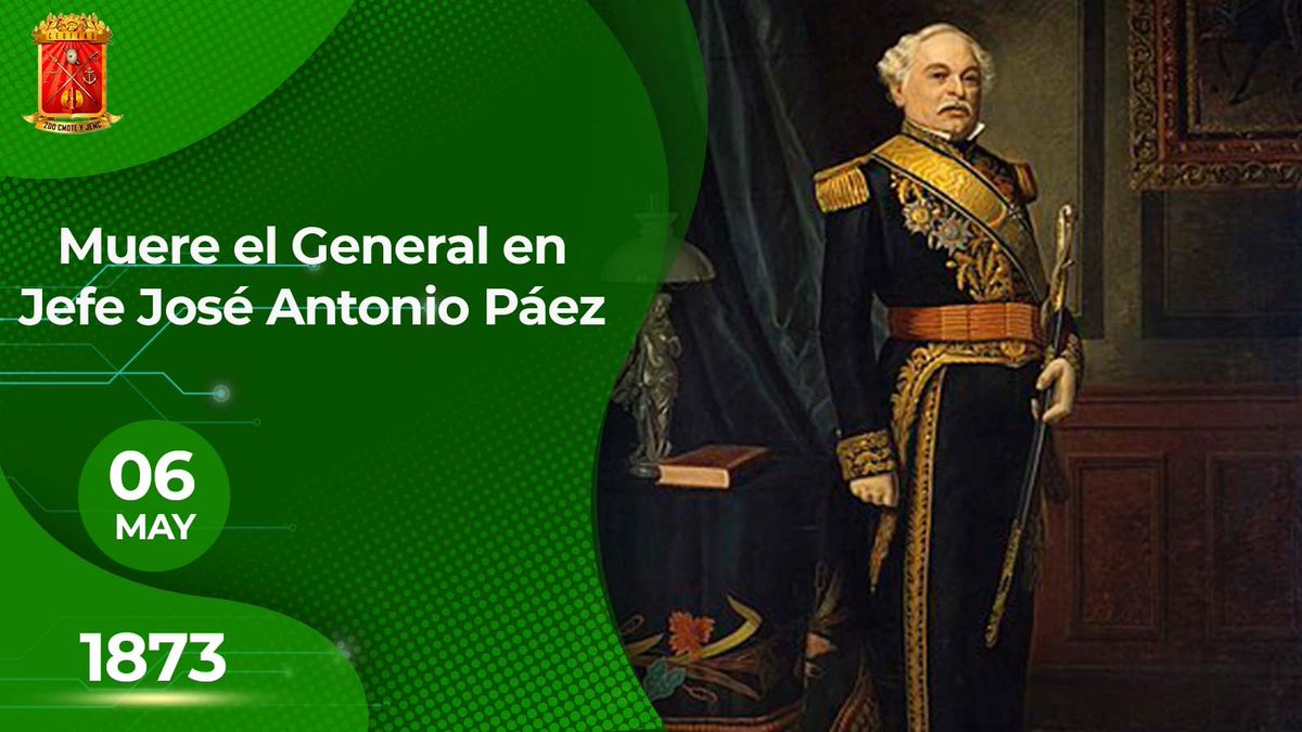 En 1873 fallece el General José Antonio Páez, fue un estratega militar brillante, y sus victorias en la Guerra de Independencia resultaron cruciales para alcanzar la libertad de la patria.