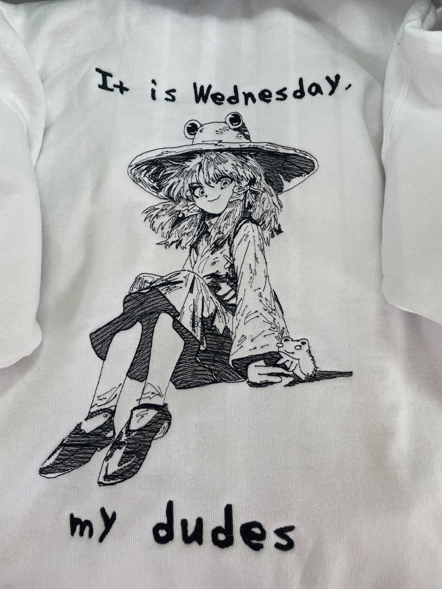 It is (not) Wednesday my dudettes

#touhouproject #東方Project #suwako #洩矢諏訪子 #machineembroidery #embroidery