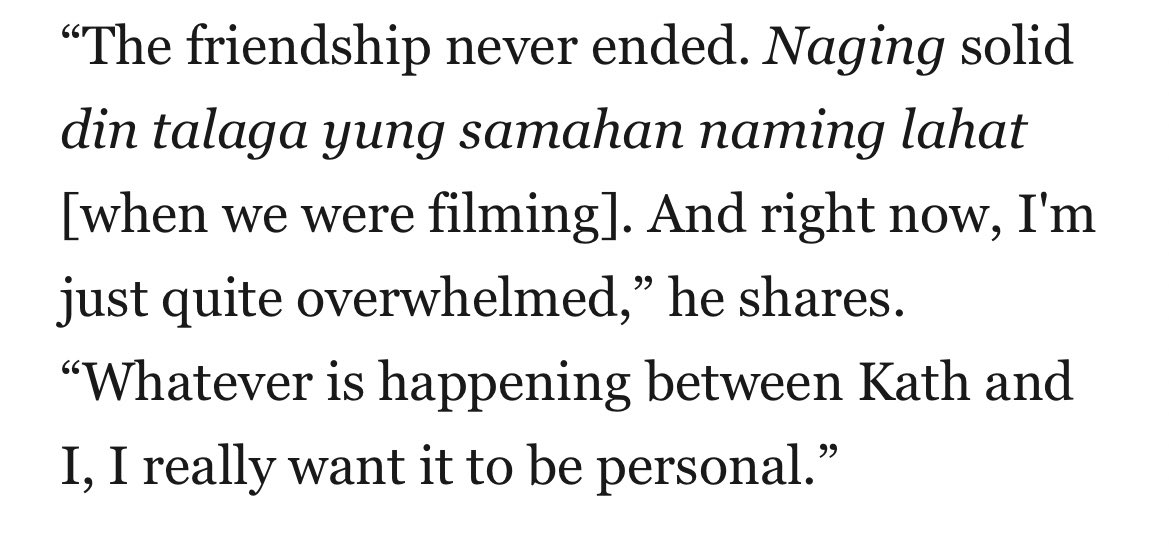 “Whatever is happening between Kath and I, I really want it to be personal.” 😌💚