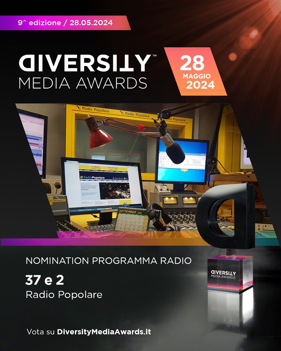 📻 RADIO POP IN NOMINATION AI DIVERSITY MEDIA AWARDS! 📻 37e2 di Elena Mordiglia e VittorioAgnoletto è una delle sei finaliste in lizza per il premio nella categoria 'Trasmissione Radiofonica'! ✊ Il tempo per votare sta scadendo👇 diversitymediaawards.it @diversitylab