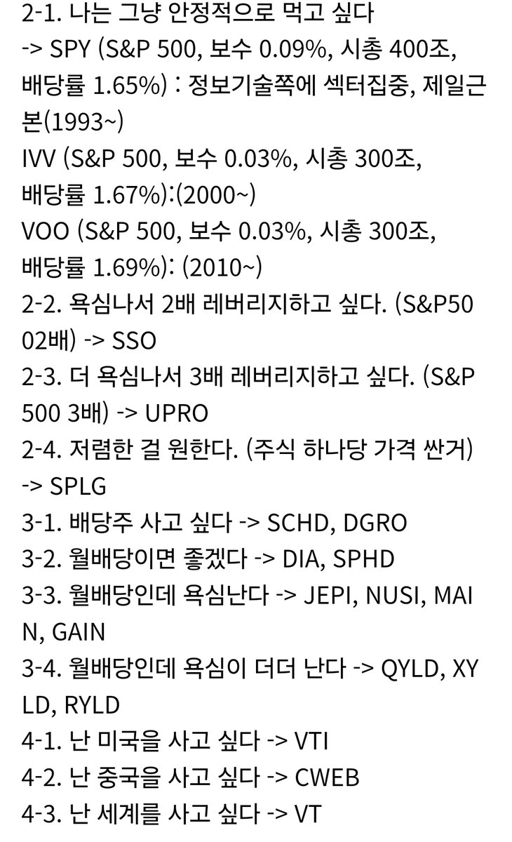 [주식]미국지수추종 etf 알기쉽게 한마디