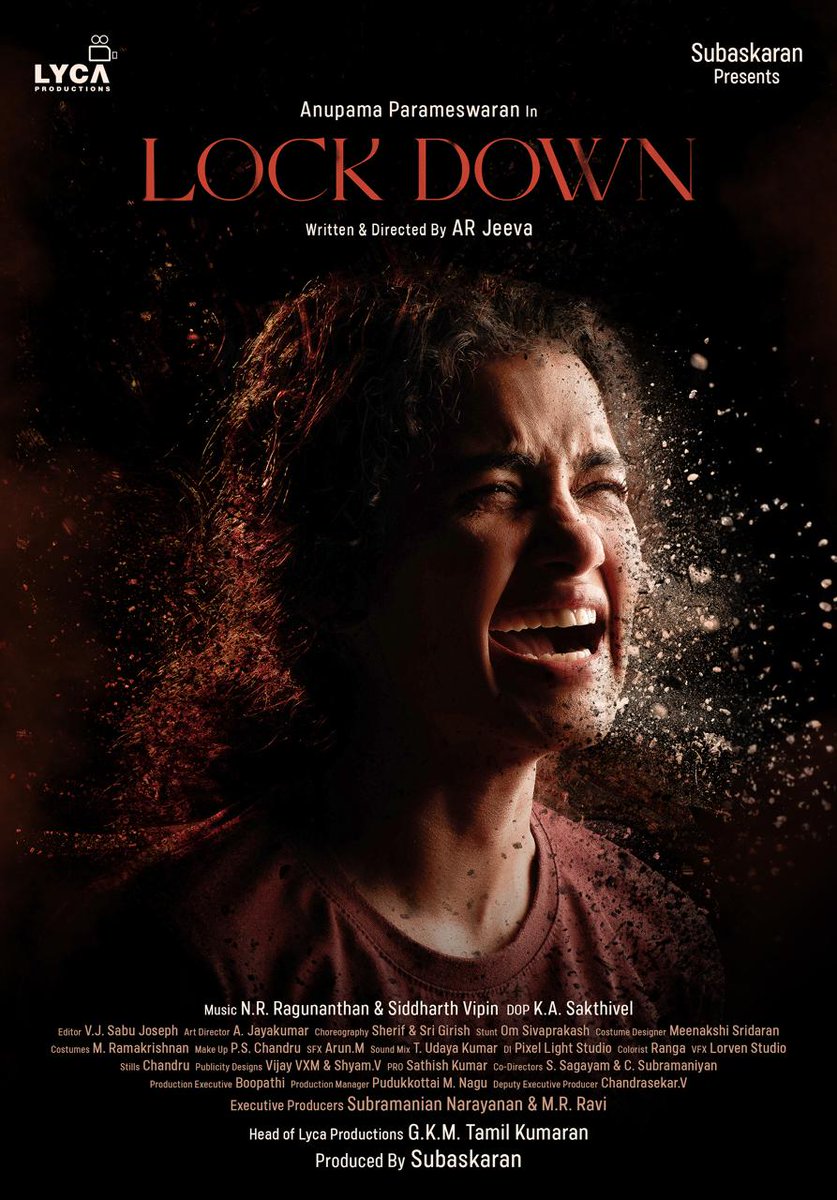 Presenting the first look of the upcoming film '#LOCKDOWN', starring @anupamahere  🤗🎭

#ARJeeva @LycaProductions #Subaskaran @gkmtamilkumaran @shakthi_dop @NRRaghunanthan @sidvipin @EditorSabu #AJayakumar @prosathish @beyondmediapres