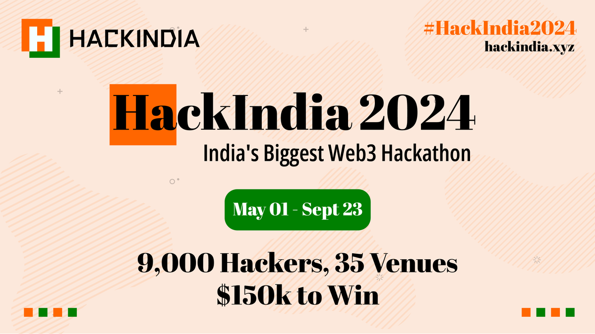 Get ready for the biggest hackathon in India! #HackIndia is set to run from May 1st to September 23rd. Don't miss out on this opportunity to showcase your skills and innovate. For more details, visit: hackindia.xyz #HackIndia2024 #hackathon #India #Web3 #Web3Hackathon