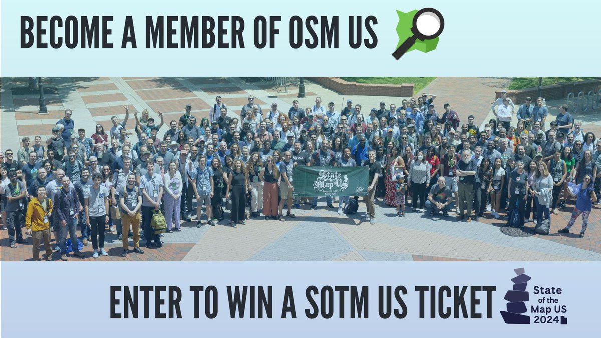 Become a member of OpenStreetMap US at the Professional level or above and get entered in a raffle to win a free ticket to State of the Map US! 

Join today! 👉 openstreetmap.us/get-involved/m… 

Deadline: May 10

#MemberMonday #MappyMonday