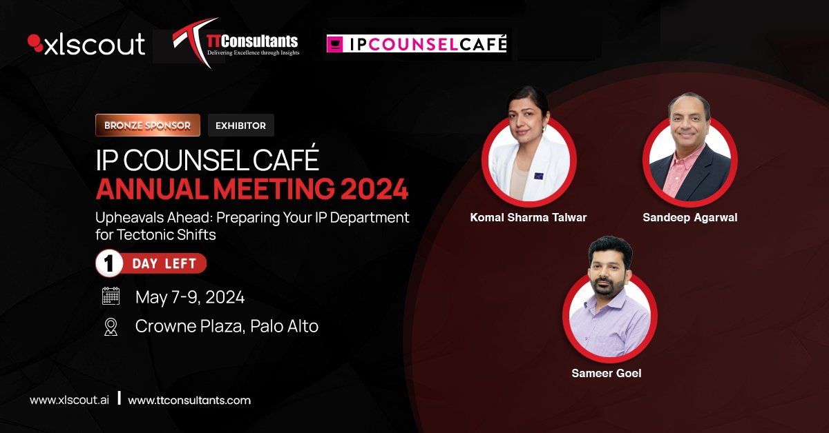 🚀Just 1 day until #TTConsultants hits the #IPCounselCafé #AnnualMeeting2024 in #PaloAlto!

Excited to discuss the future of #IP with our #AI & #LLM-powered #hybridsolutions.🌐
 
#IPCCafe2024 #IPManagement #Innovation #Networking #PaloAltoEvent #ArtificialInteligence #Conference