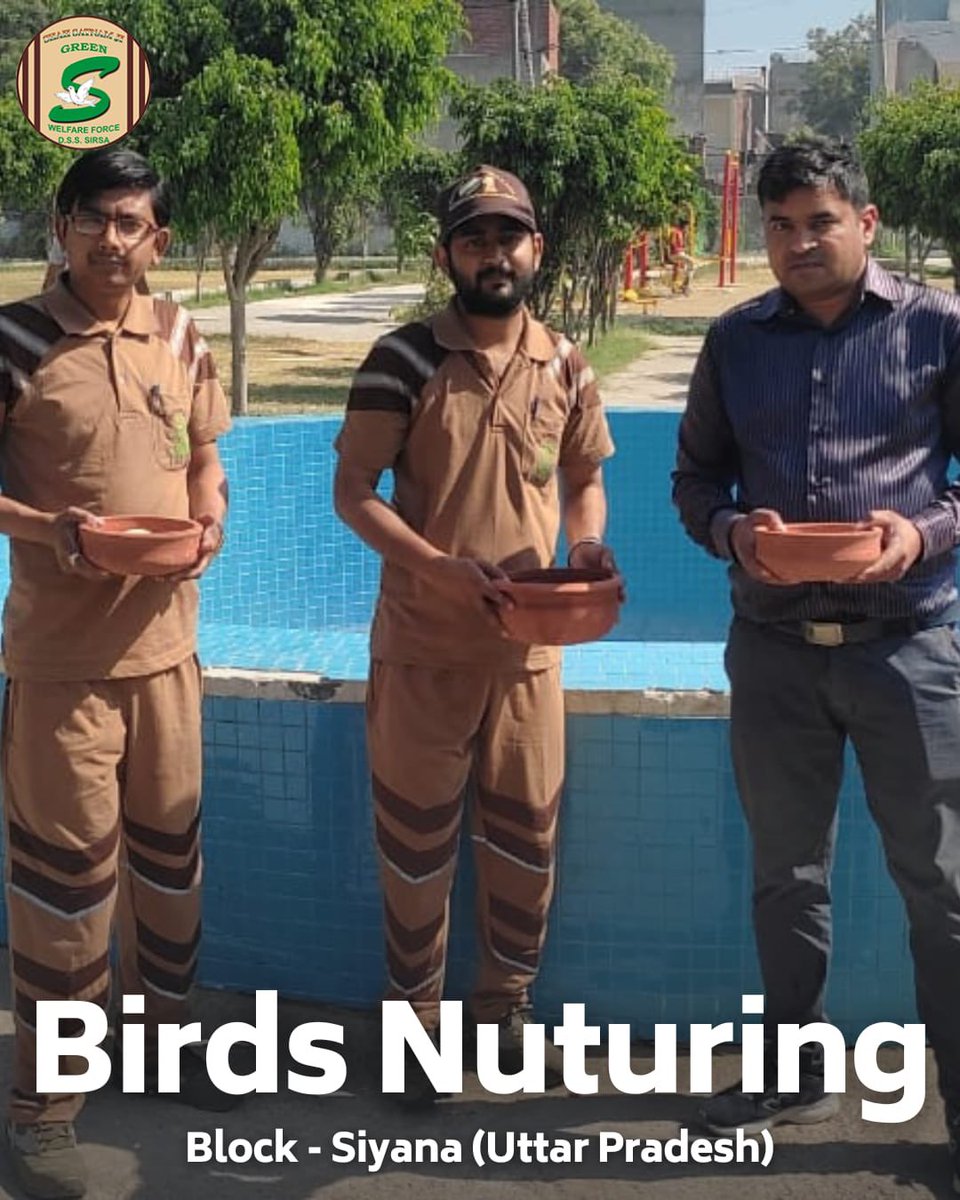 Showing love to our feathered pals! 🕊️ Shah Satnam Ji Green ’S’ Welfare Force Wing volunteers are making waves of kindness by setting up bird baths and feeders to ensure our winged friends stay hydrated and nourished in this scorching summer. Let's join hands in spreading