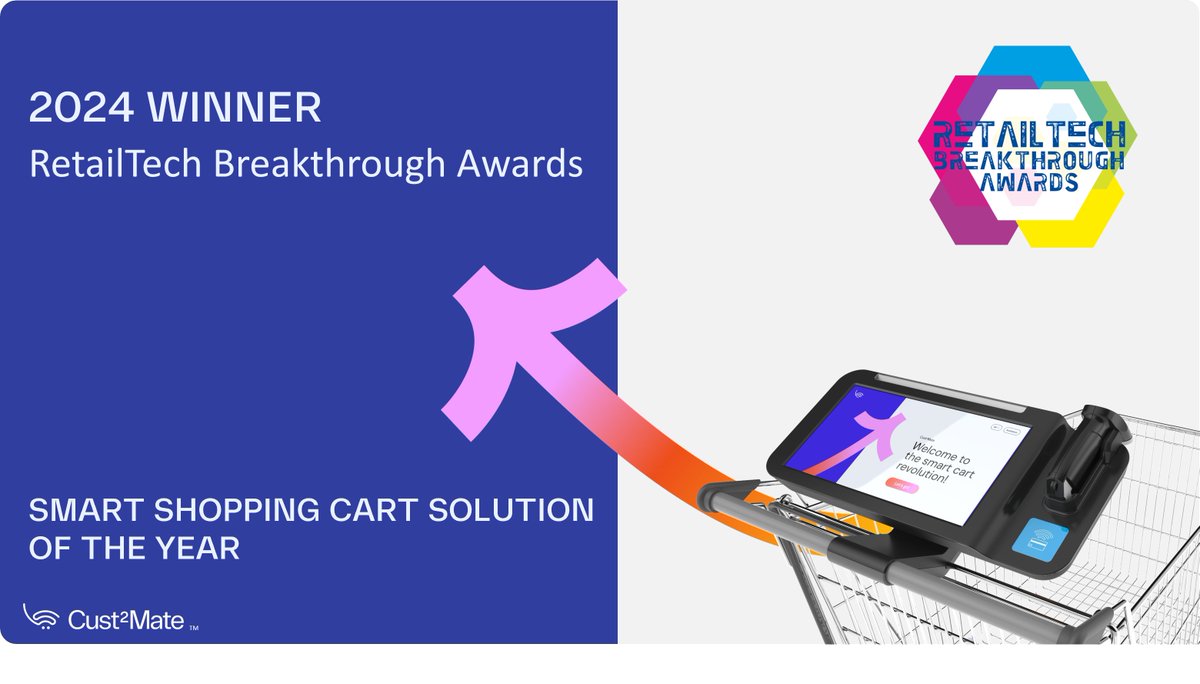 Cust2Mate has been announced:
THE SMART SHOPPING CART SOLUTION OF THE YEAR - 2024 !!!

The prestigious RetailTech Breakthrough Awards program recognizes standout #retailtechnology Companies, products and services around the world.

#SmartShoppingCarts #ai #selfcheckout