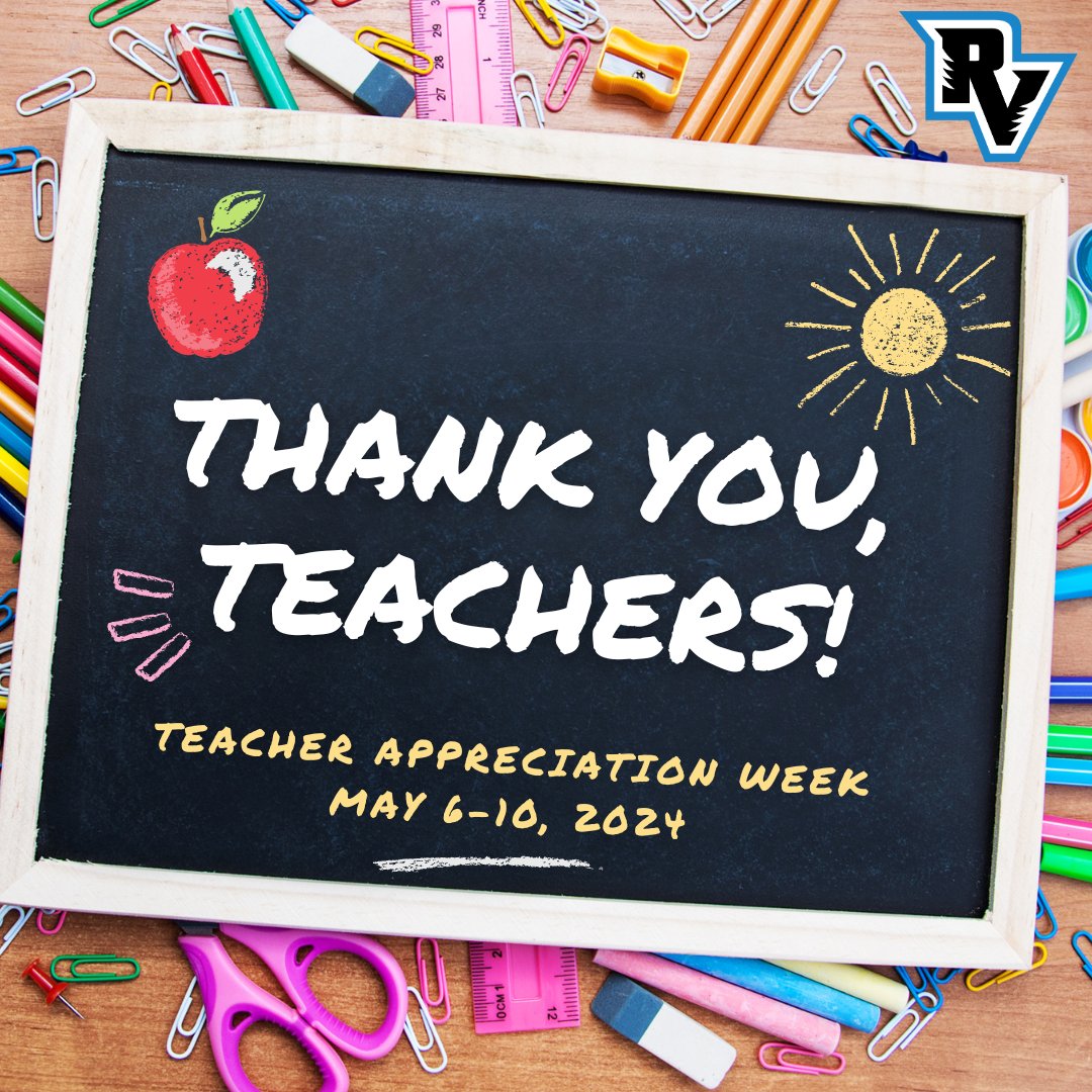 🍎 ✨Happy Teacher Appreciation Week! ✨🍎

We celebrate the incredible educators who go above and beyond to inspire, guide, and nurture our students. Here’s to the teachers who make a difference every day.💙🖤
@RVSDSuper @rvhspanthers1 @River_Valley_MS @RVSDBES @SbgPrincipal
