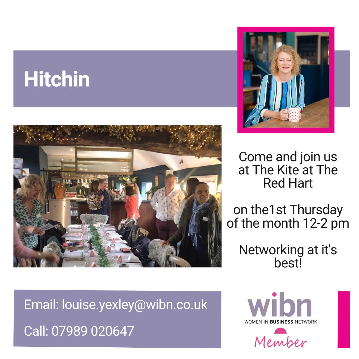 The next Hitchin #WIBN meeting is on Thursday 6th June at The Kite at The Red Hart in Hitchin & we have a special offer – visit this group in June and get July's meeting free!

More details and booking can be found here: tinyurl.com/3dfs2x28

#networkinggroups #womeninbusiness