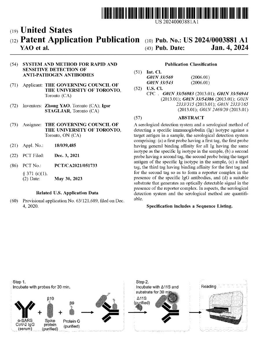 My lab @UofT just got our 9th patent for antibody detection. Developed by Dr. Zhong Yao and me, our innovation swiftly detects anti-pathogen antibodies with unmatched speed and sensitivity. It allows precise diagnostics for range of diseases, shaping a healthier future for all.