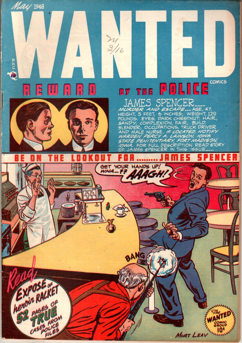 Comic Book Cover of the Day: 1948 Wanted Comics #13 from Orbit. Art by Mort Leav. I am not a fan of the split cover, but I bet it jumped out on the newsstands. #comic #ComicArt #comicbook #comicbookcover #comicbookart 
#crime #wanted