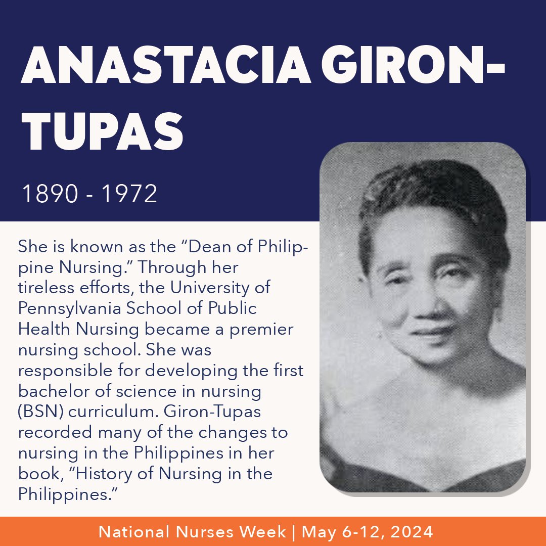 Happy #NationalNursesWeek! Today we celebrate Anastacia Giron-Tupas, who developed the first bachelor of science in nursing curiculum. Learn more about Anastacia and other trailblazing nurses at the link in our bio👆