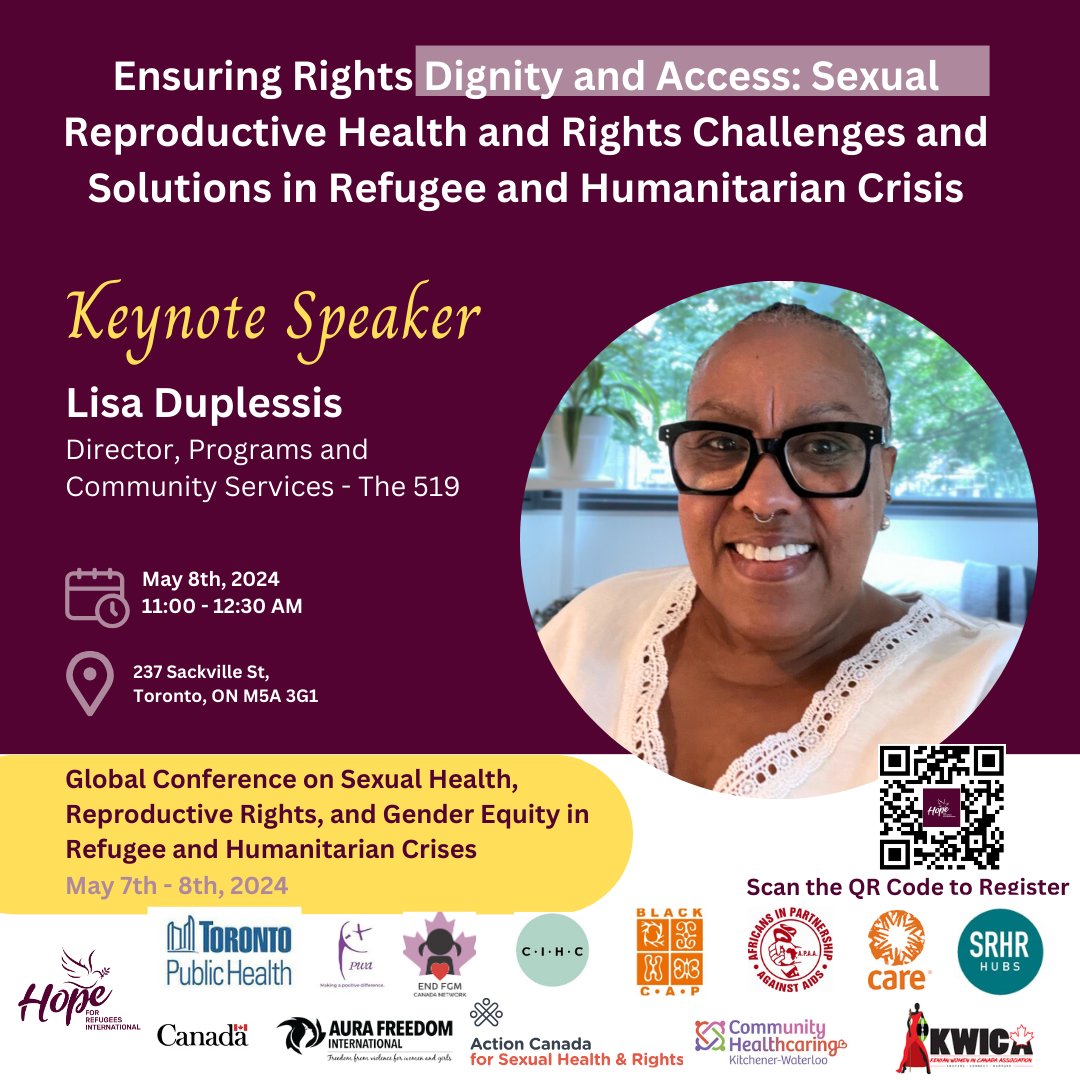 Excited to have Lisa Duplessis from <a href="/The519/">The 519</a> as a speaker at our conference. Lisa's extensive experience in community engagement and program management will offer invaluable insights into advancing equity and inclusion for refugees. 
Learn more: hopeforrefugees.org/conference-spe…