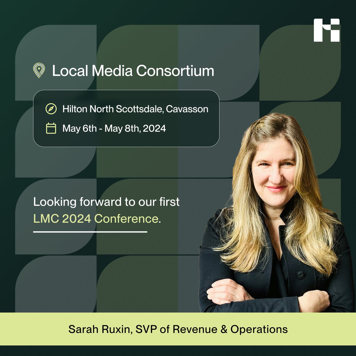 We are all excited for our first LMC Conference 2024 in Scottsdale, AZ. ⛳ 

And if you’re here too, don’t forget to meet Sarah Ruxin, our SVP of Revenue & Operations. 👋 

See you soon! 

#MediaInnovation #DigitalMedia #LocalPublishers #LMC2024 #LocalMedia