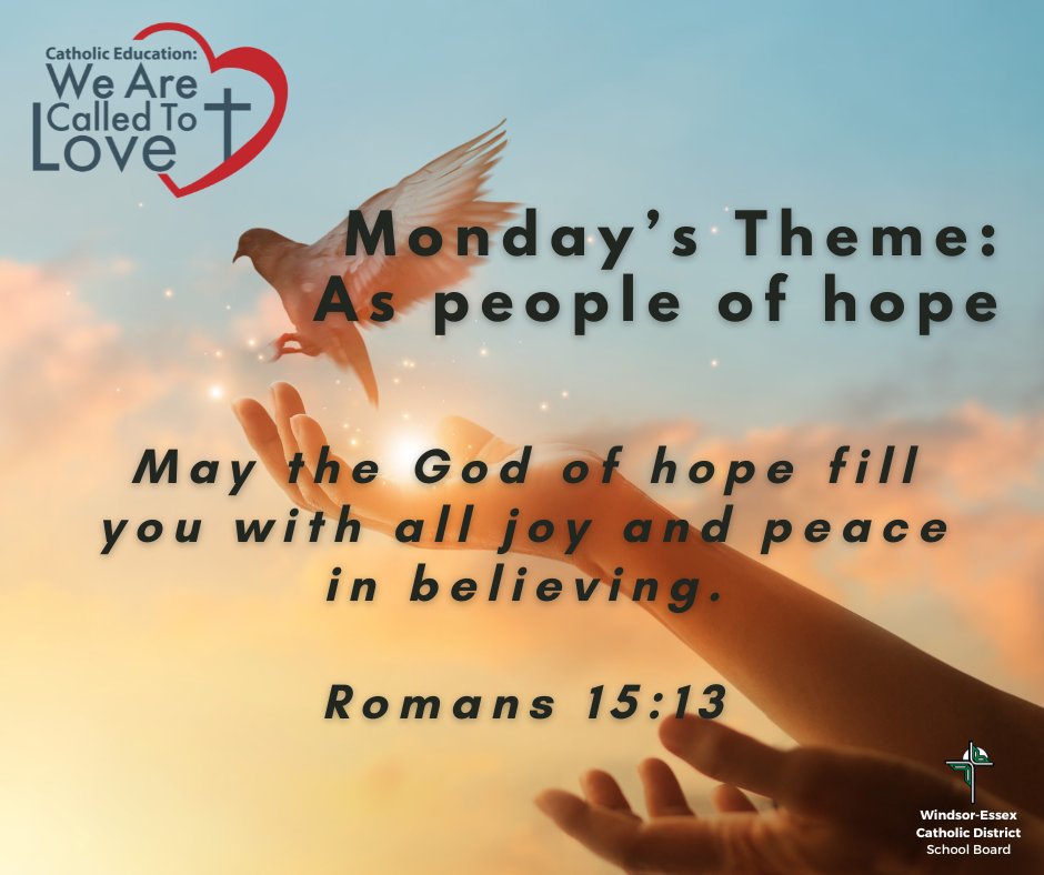 Catholic Education Week is an annual event celebrated in May across our 29 Ontario Catholic School Boards. In 2024, Catholic Education Week is set to occur from May 5 - 10. The overarching theme for this year is "We are Called to Love," with daily sub-themes as follows:

Monday: