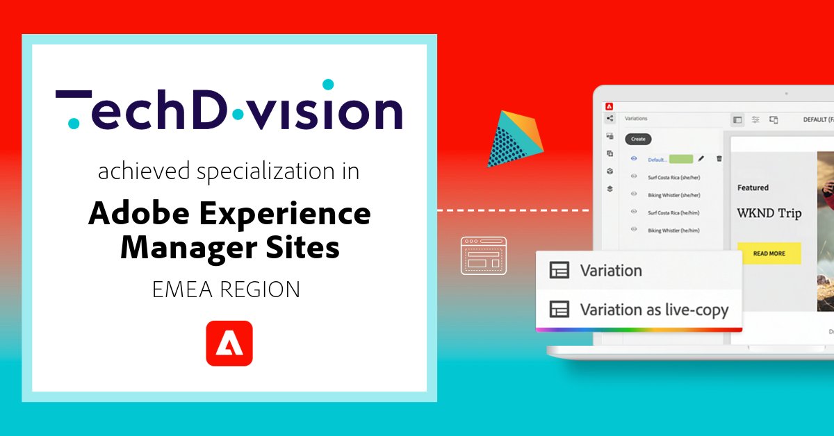 We're proud to announce that @TechDivision GmbH, a Gold level #AdobePartner, has earned a new specialization in Adobe Experience Manager #AEM Sites for the EMEA region. 🌟 

Congrats, TechDivision!