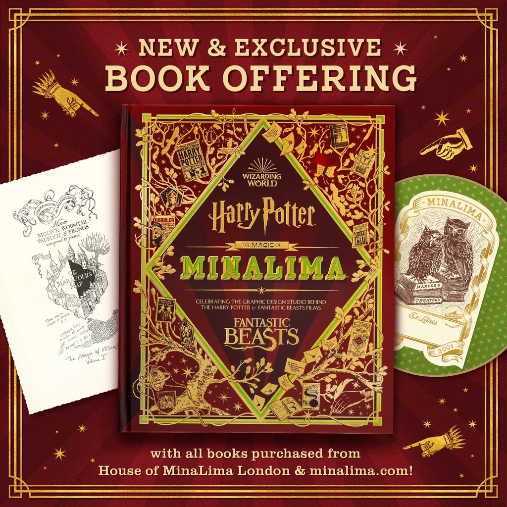 Own a piece of the creativity from MinaLima's design process for the Harry Potter films! Our new book print is now available with every copy of The Magic of MinaLima, along with a new illustrated book plate.📚🦉 bit.ly/TheMagicOfMina…